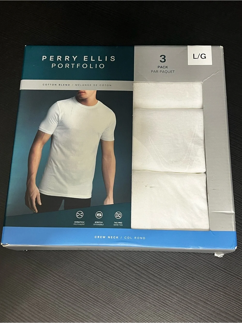 Men’s Perry Ellis Portfolio cotton-blend crew neck t-shirts 3-pack Size Large